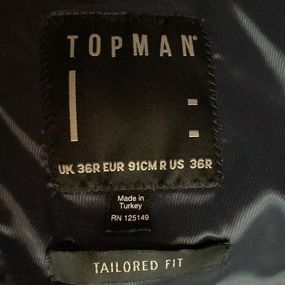 Topman Dark Navy Pinstripe Fully-Lined 2-Button Blazer (36 R) - Picture 7 of 7